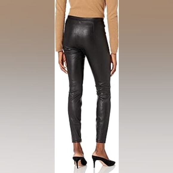 VINCE 🏷️ NWT Black Genuine Leather w/Stretch Zipper Cuff Smooth Waist M - Picture 15 of 15